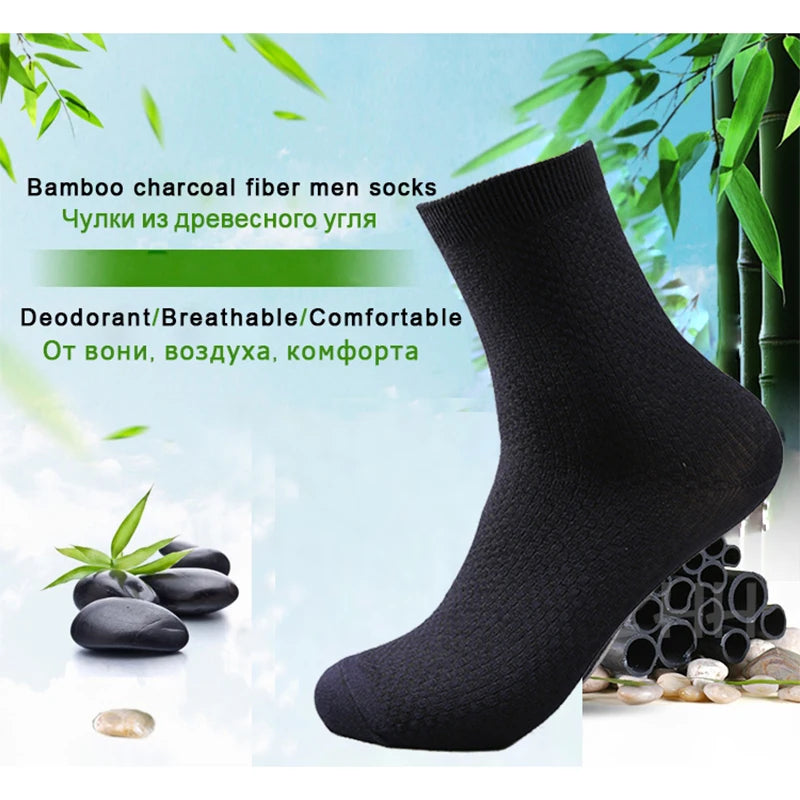 10 Pairs/Lot Men and Women Bamboo Fiber Socks: New Compression Autumn Long Black Business Casual Dress Socks. Ideal gift, plus size available (42-45).