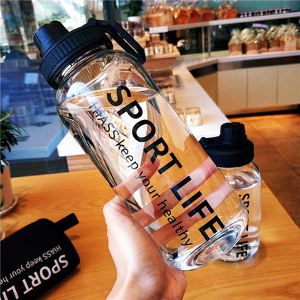 OkeyWOW YOMDID glass water bottle for camping and hiking, eco-friendly, portable sports drink bottle with a sleek design