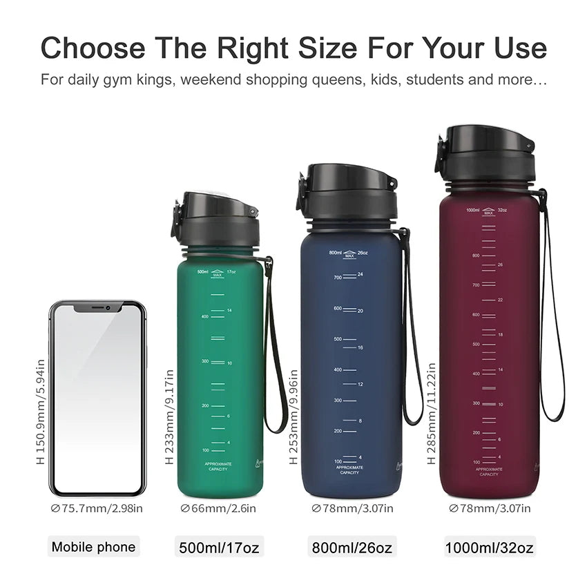 New 500/800/1000ml Sports Water Bottle: BPA-Free, Portable, Leak-proof Shaker Bottle. Ideal for workouts, gym, or travel. Enjoy Free Shipping on this item!