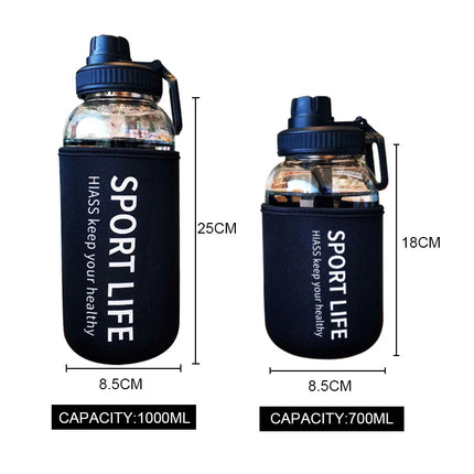 OkeyWOW YOMDID glass water bottle for camping and hiking, eco-friendly reusable sports drink bottle with a secure lid