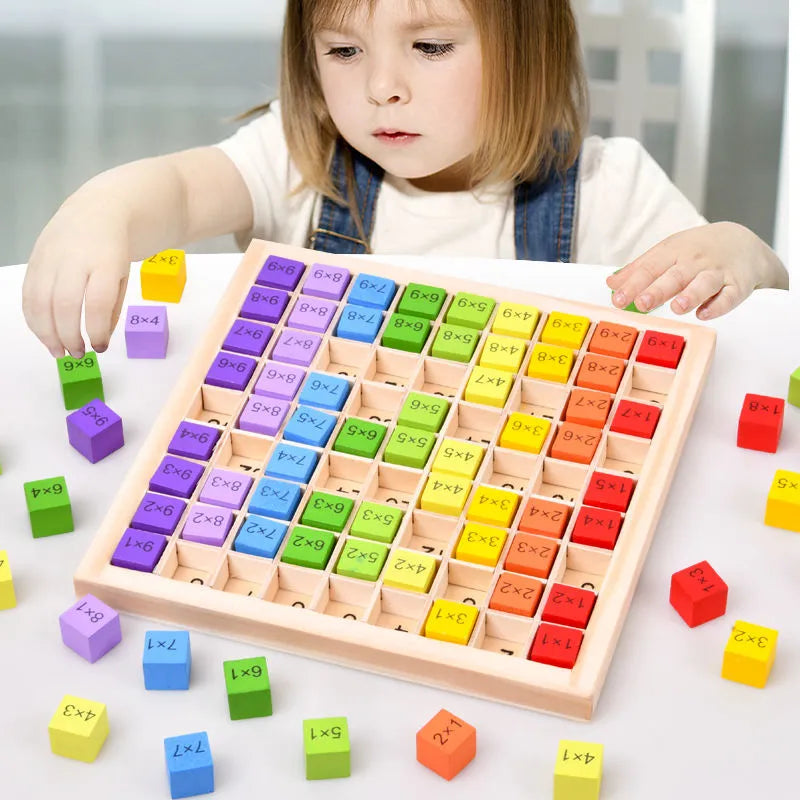 Montessori Educational Wooden Toy: 99 Multiplication Table for Children, Preschool Math Arithmetic Teaching Aid Gift