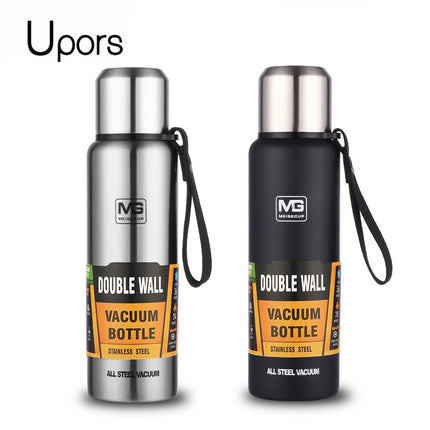 OkeyWOW UPORS stainless steel thermos flask with large capacity, vacuum insulated tumbler in 500ml to 1500ml sizes, featuring a sleek design