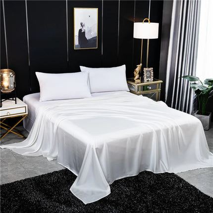 King size solid color Mulberry silk flat sheet from OKEYWOW, luxurious bedding for a comfortable home textile experience.