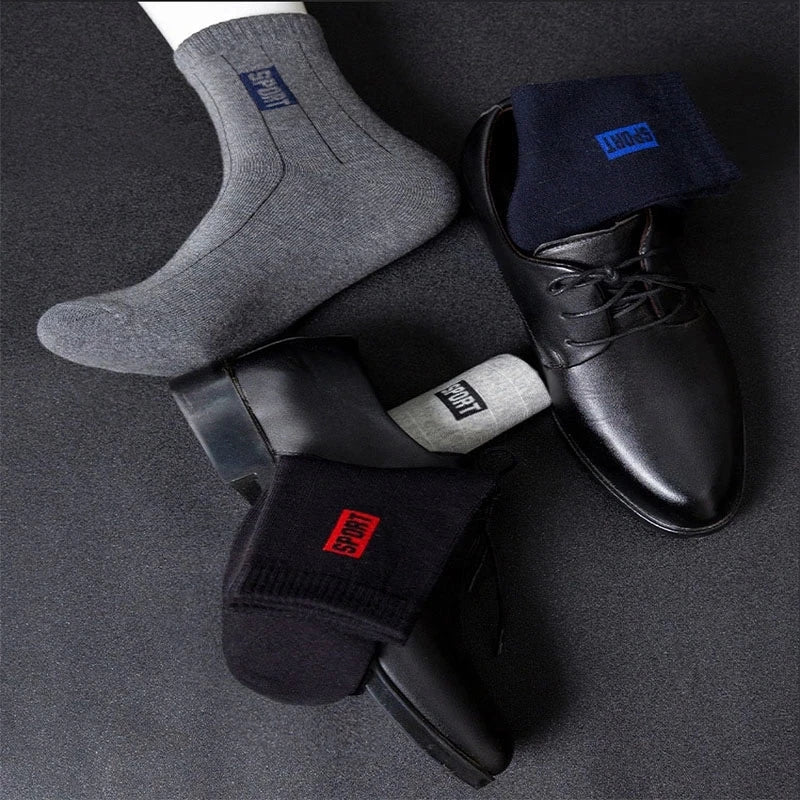 20Pcs=10Pairs High-Quality Black Cotton Socks: Breathable, sweat-absorbent, and deodorant, ideal for business attire. Perfect as a gift for any occasion.