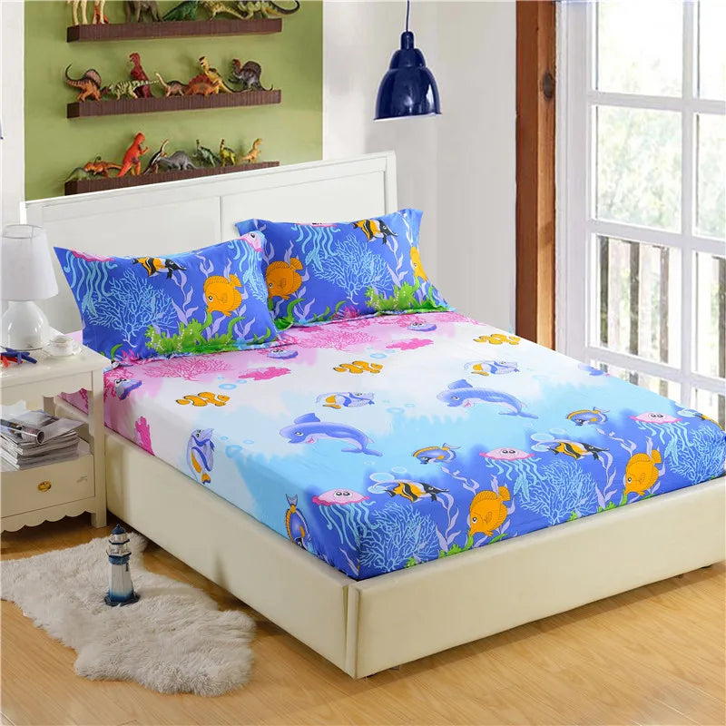 LAGMTA 1pc 100% Polyester Printed Fitted Sheet: Mattress Cover with Four Corners Elastic Band. Experience comfort and style with this durable bed sheet.