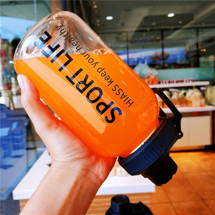 OkeyWOW YOMDID glass water bottle for camping and hiking, eco-friendly, portable sports drink bottle with a sleek design.