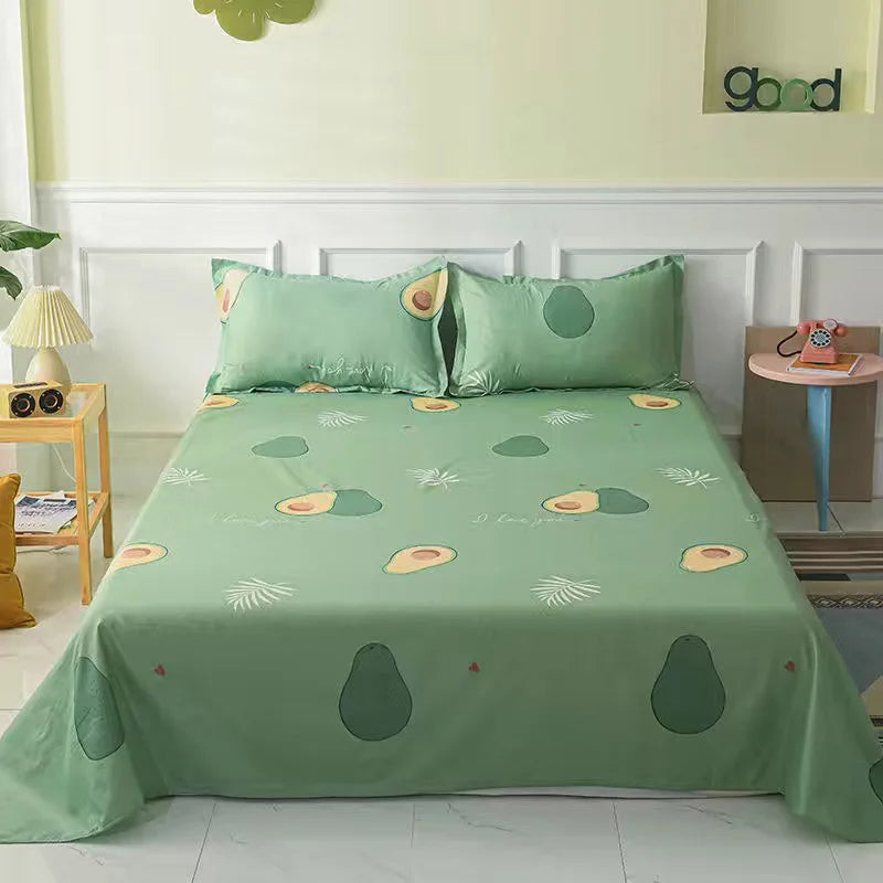 JustChic 1 Piece Cartoon Polyester Flat Bed Sheet: Aesthetic, Skin-friendly Bedspread suitable for both adults and kids. Dimensions: 250x230cm, perfect for all seasons.