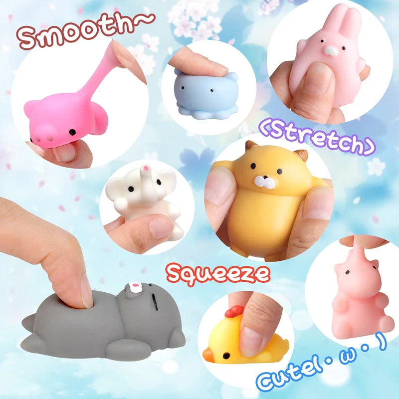 50-5PCS Kawaii Squishies Mochi Animal Squishy Toys: Antistress Ball Squeeze Party Favors for Kids, Stress Relief Birthday Gifts