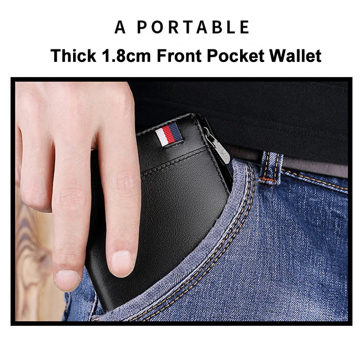 Genuine leather Wallet men's wallet business card holder business men's short Wallet Zipper Leather Wallet