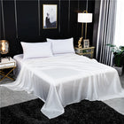 King size OKEYWOW Mulberry silk flat sheet in solid color, luxurious bedding for a comfortable and elegant home bedroom decor.