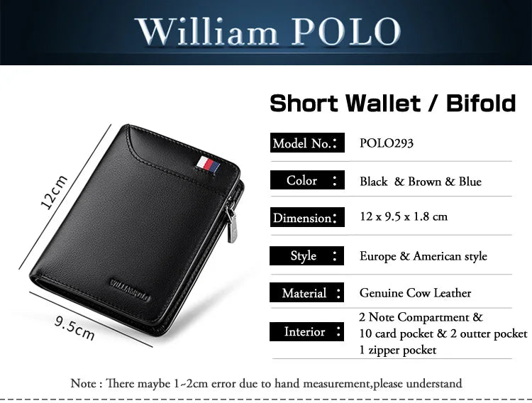 Genuine leather Wallet men's wallet business card holder business men's short Wallet Zipper Leather Wallet