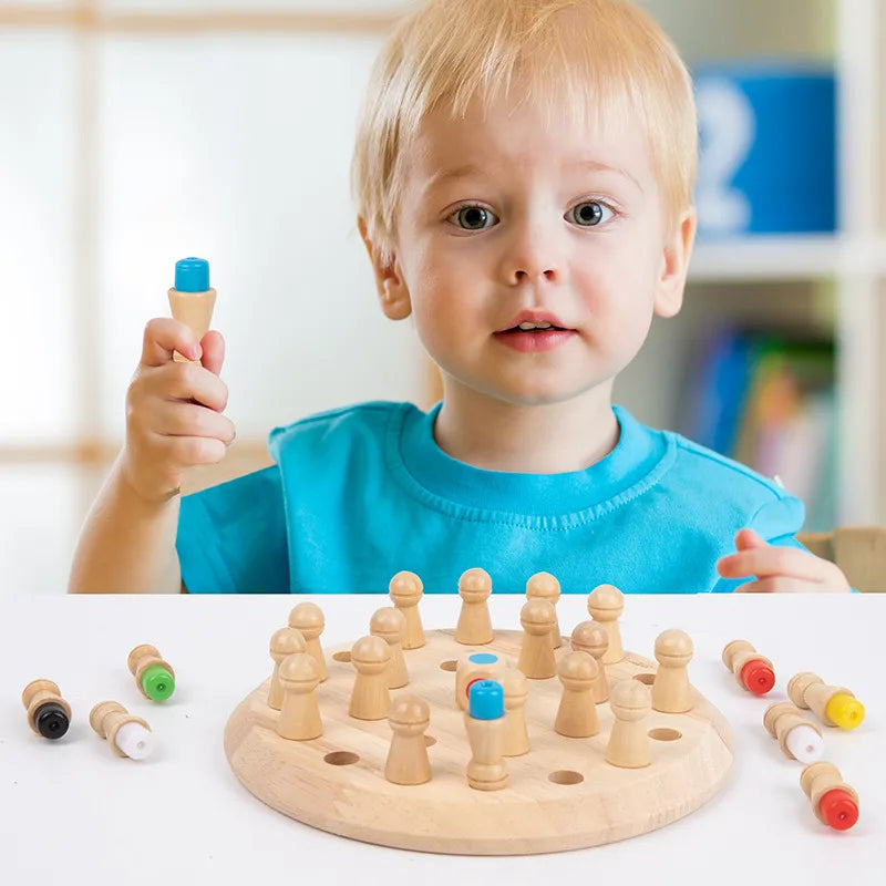 Wooden Memory Match Stick Chess Game: Montessori Educational Toy Enhancing Cognitive Abilities and Learning for Children