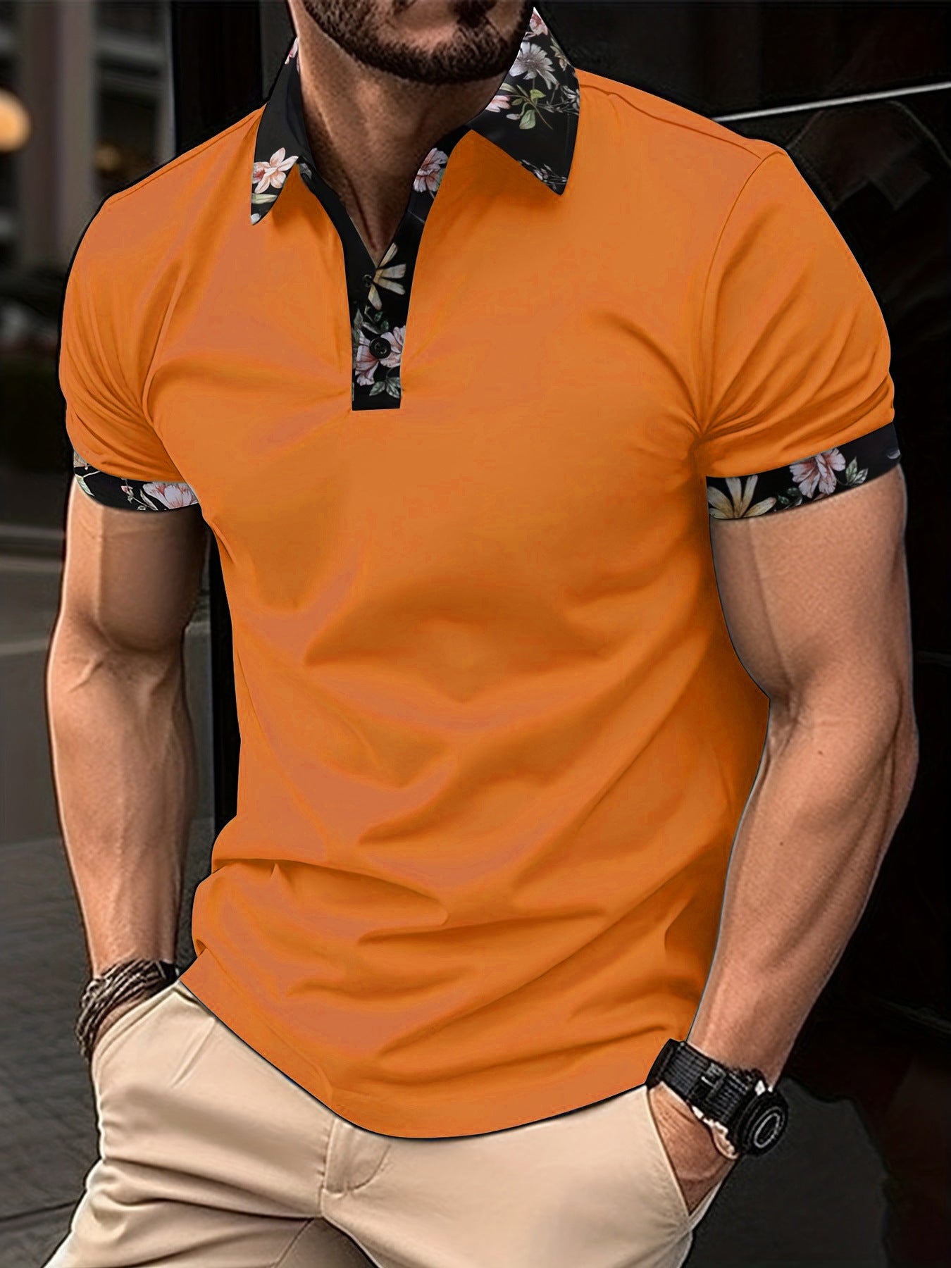 3D Digital Printing Lapel Short Sleeve Pullover Leisure Men