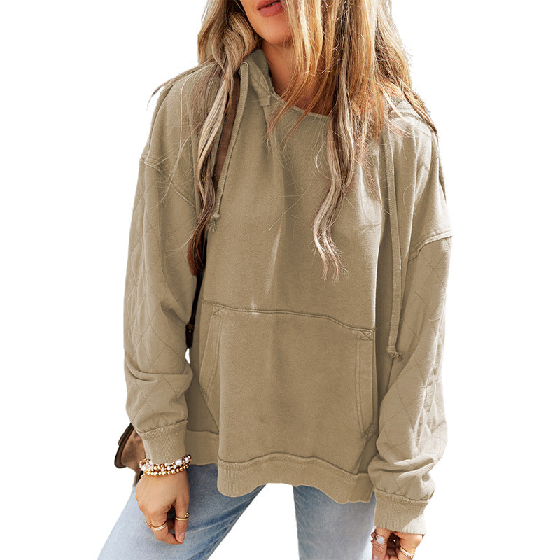 Solid Color Long Sleeve Pullover Women Casual Loose Sweatshirt