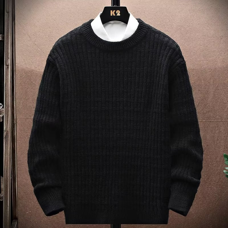 New Winter Crew Neck Sweater Men's Loose Outer Wear Knitwear