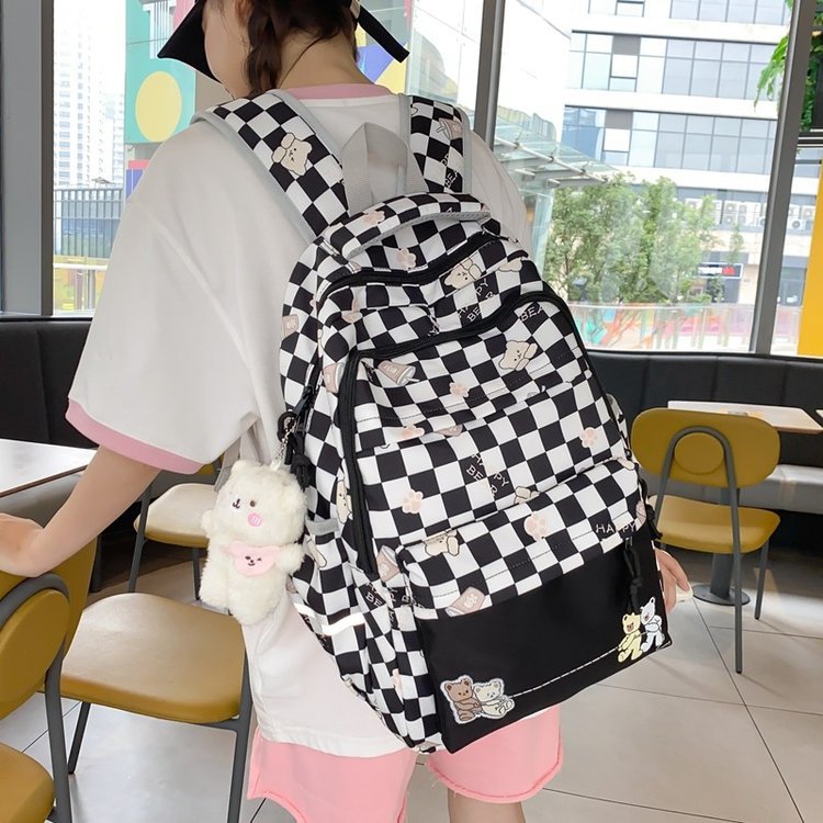 Girly And Fashion Chessboard Plaid Backpack