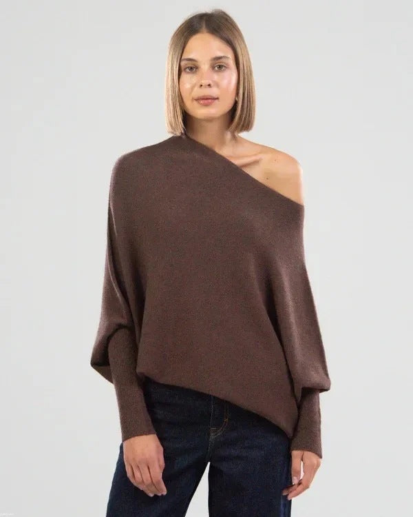 Women's Graceful And Fashionable Solid Color Round Neck Long Sleeve