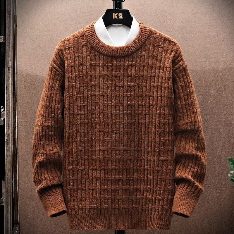 New Winter Crew Neck Sweater Men's Loose Outer Wear Knitwear