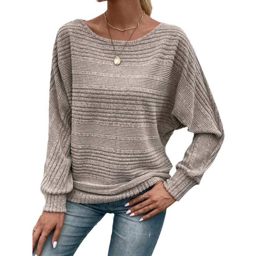 Women's Casual Solid Color Long Sleeved Round Neck Patchwork Pullover