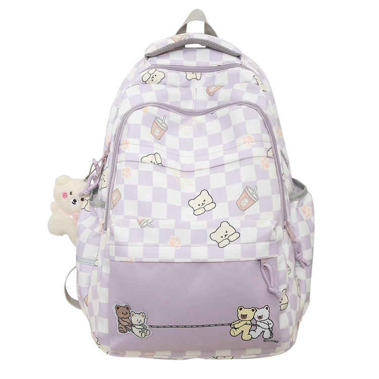 Girly And Fashion Chessboard Plaid Backpack