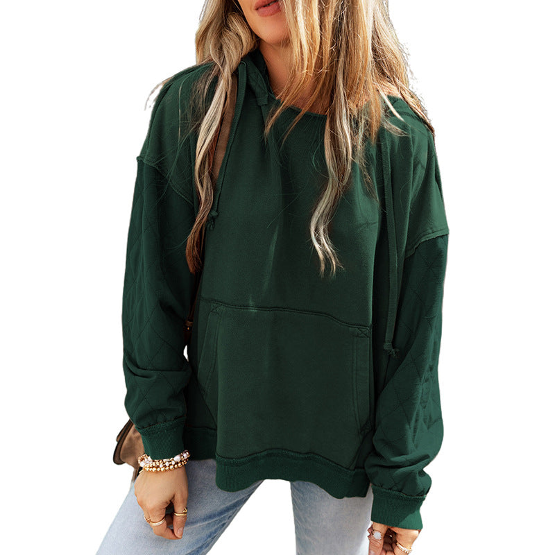 Solid Color Long Sleeve Pullover Women Casual Loose Sweatshirt