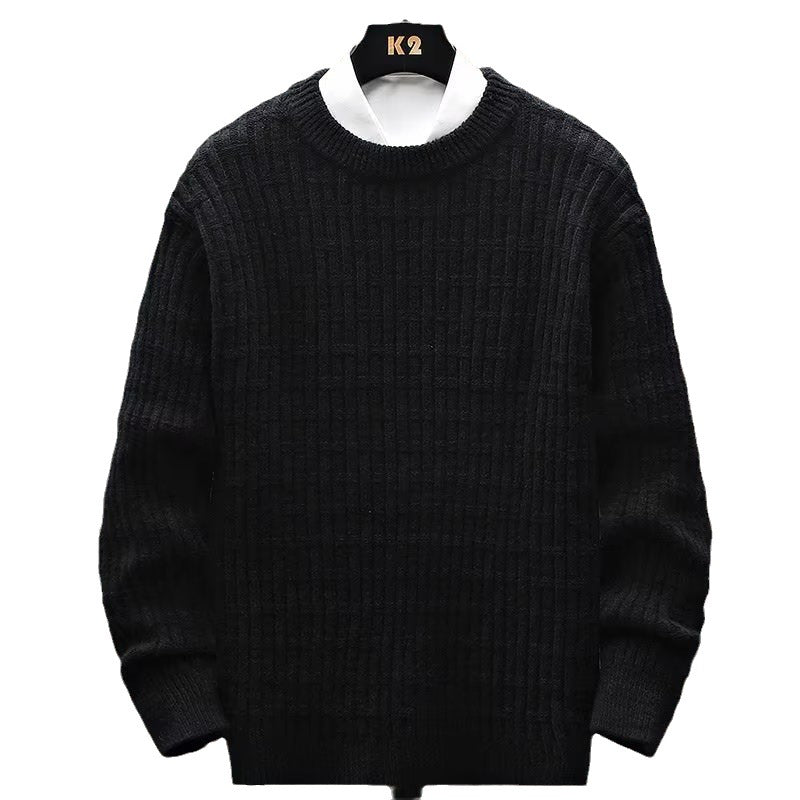 New Winter Crew Neck Sweater Men's Loose Outer Wear Knitwear