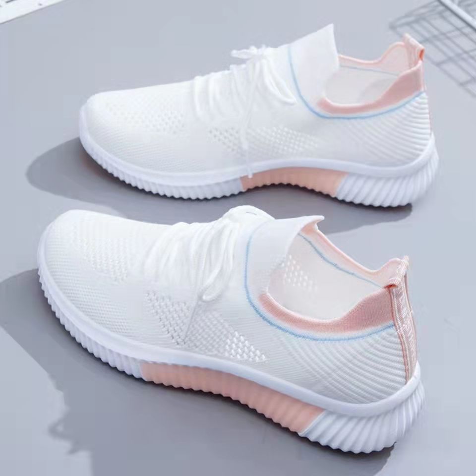 Flyknit Breathable White Shoes Summer Mesh