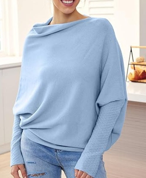 Women's Graceful And Fashionable Solid Color Round Neck Long Sleeve