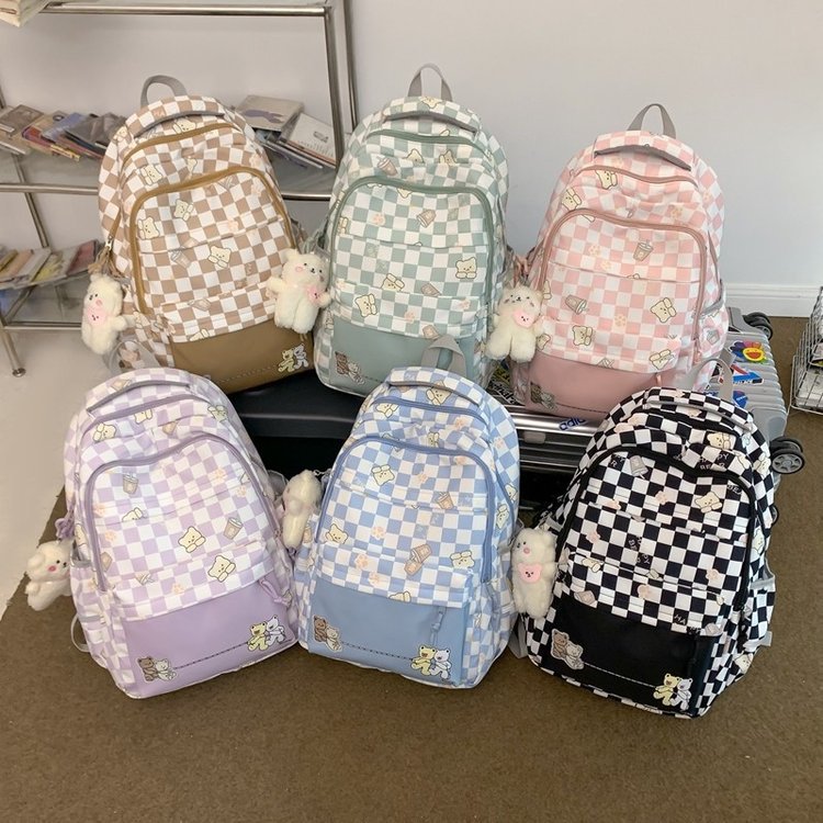 Girly And Fashion Chessboard Plaid Backpack