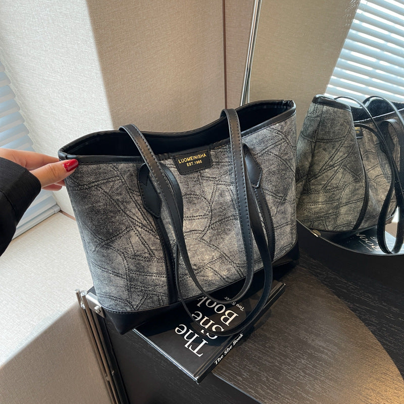 All-match One-shoulder Denim Tote Bag