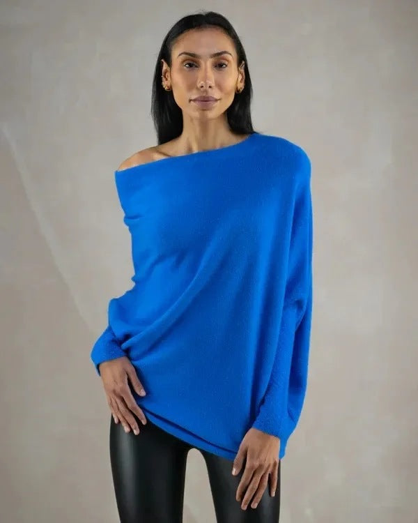 Women's Graceful And Fashionable Solid Color Round Neck Long Sleeve