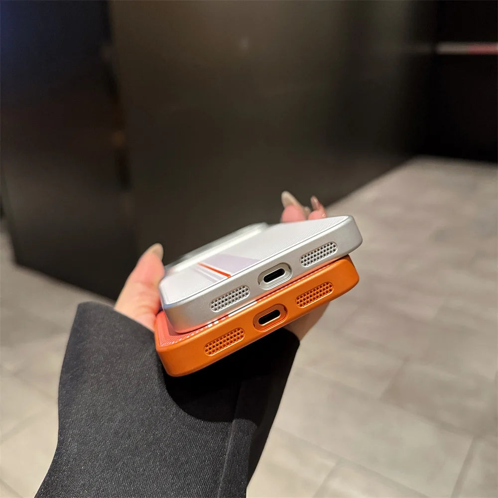 Luxury Colorful Striped Lattice Pattern Magnetic Phone Case For iPhone 17 16 15 14 13 Pro Max Air 16 Plus Anti-Slip Back Cover