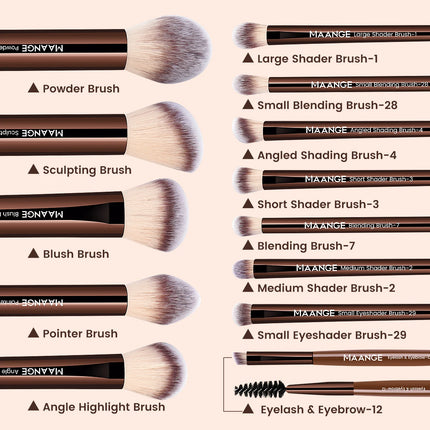 Velora Beauty 13pcs Makeup Brush Set Soft Fluffy Powder Eyeshadow Kabuki Blending with 2 Air Cushion Puffs