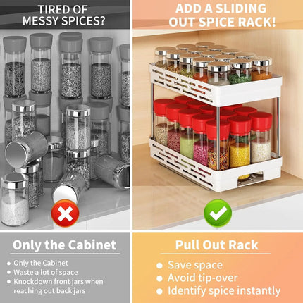 2-Tier Pull-Out Kitchen Storage Rack with Large Capacity