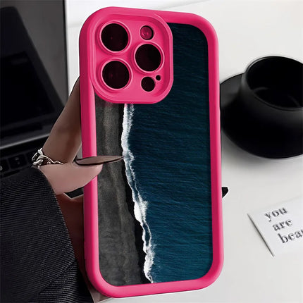 OKEYWOW iPhone sea wave silicone case for 11, 12, 13, 14, 15, 16, 17 Pro Max, XR, XS, SE shockproof cover