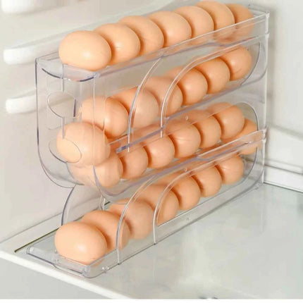 3/4 Tier Automatic Egg Roller Storage Rack Large Capacity Organizer