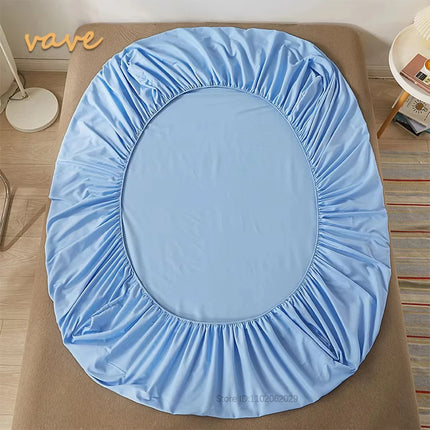 Cotton fitted sheet with elastic edges on a mattress, non-slip design, suitable for 90x200cm to 160x200cm beds from OKEYWOW.