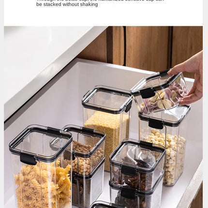 FreshLock Grain Storage Jar Set Sealed Plastic Moisture Proof Kitchen Organizer Box