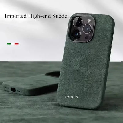 MilanoLux Fur Flip MagSafe Case for iPhone 17/16/15 Pro Max Suede Leather Luxury Cover