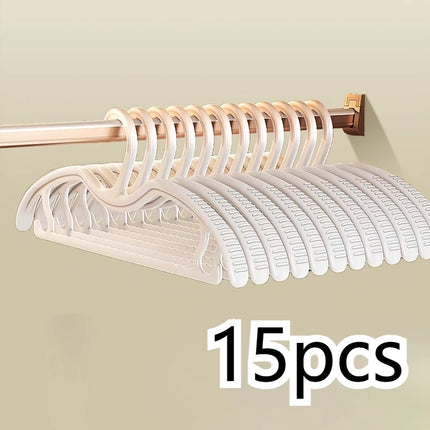 Set of OKEYWOW wide shoulder non-slip clothes hangers for closet organization, available in 5, 15, 25, or 35 pieces.