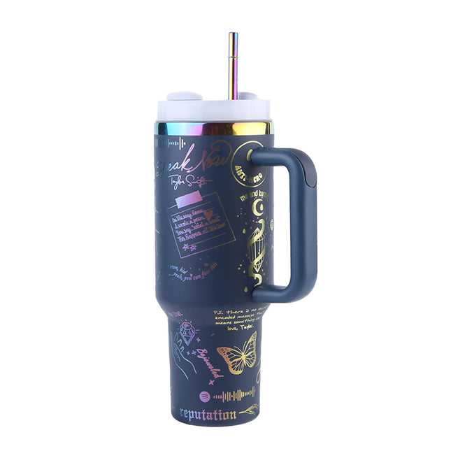 ThermoRide 40oz Stainless Steel Car Mug Vacuum Insulated Travel Tumbler with Straw