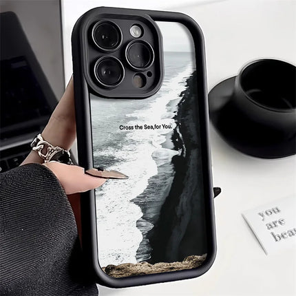 OKEYWOW iPhone Sea Wave Silicone Case for models 11 to 17 Pro Max includes shockproof cover with ocean-inspired design