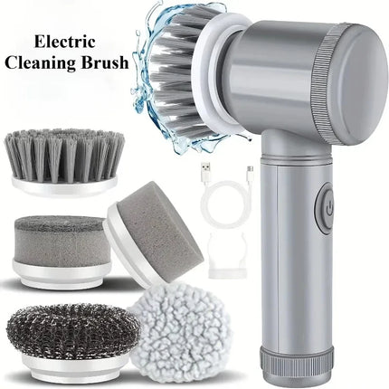Cordless Electric Spin Scrubber with 5 Cleaning Brush Heads