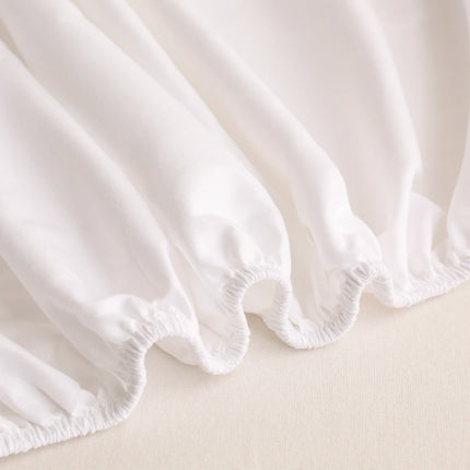 OKEYWOW solid color fitted sheet elastic mattress cover on a bed, available in single, double, queen sizes, 140x190 and 200x220 cm