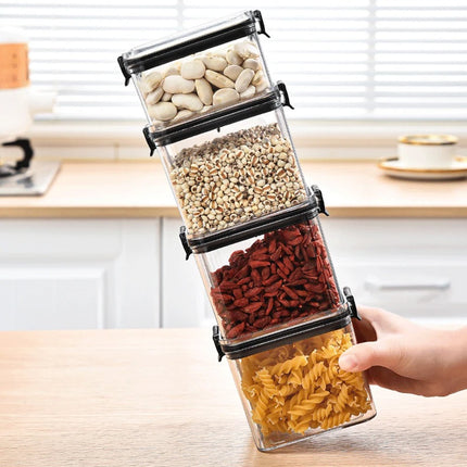 FreshLock Grain Storage Jar Set Sealed Plastic Moisture Proof Kitchen Organizer Box