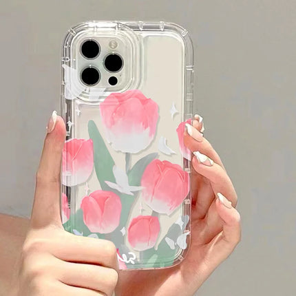 OKEYWOW iPhone oil painting flower shockproof soft back cover for models 11 to 16 Pro Max, XR, XS, SE with floral design.