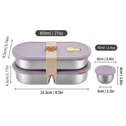 FreshSeal Stainless Steel Bento Lunch Box with Sauce Container