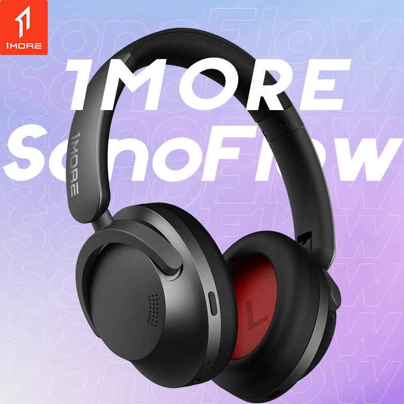 1MORE Sonoflow HC905 Wireless Bluetooth Active Noise Cancelling Headphones: Experience Hi-Res LDAC audio with 70H battery life. Connect 2 devices simultaneously with 5 built-in microphones for clear calls.