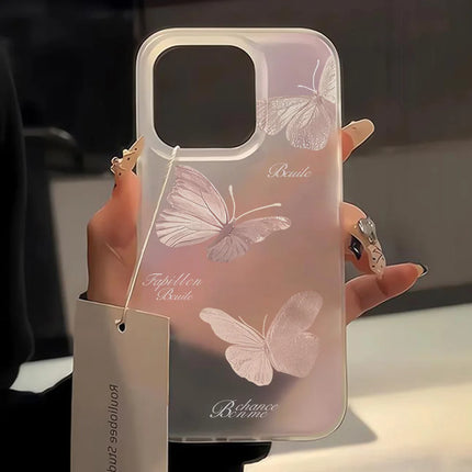 OKEYWOW gold butterfly iPhone case wrapped in clear TPU with shockproof design for iPhone 11 to 17 series