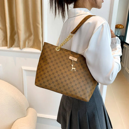 Women Soft Leather Tote Bag Large Capacity Shoulder Handbag Presbyopia Style
